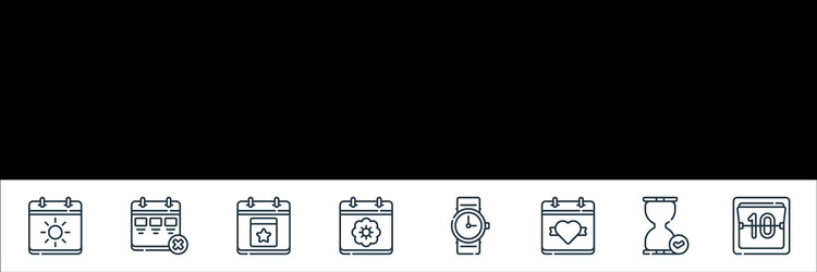 calendar and date line icons linear set quality vector image