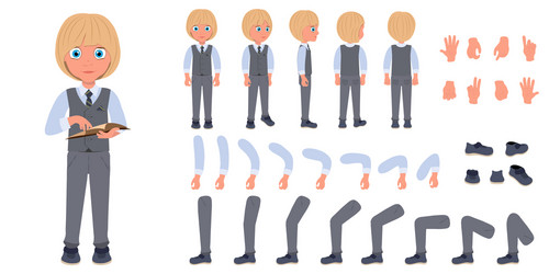 Flat of schoolboy wearing vector