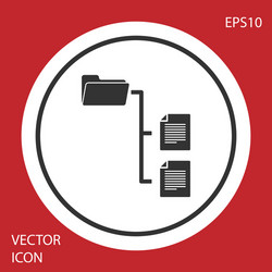 grey folder tree icon isolated on red background vector image