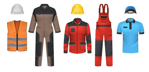Work wear and uniform set isolated Royalty Free Vector Image