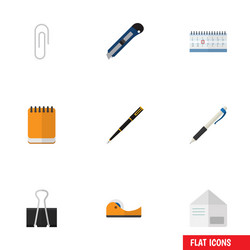 Flat icon tool set of date block nib pen pencil vector