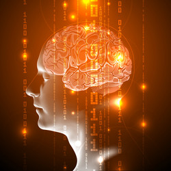 Active Human Brain with Binary Code vector image