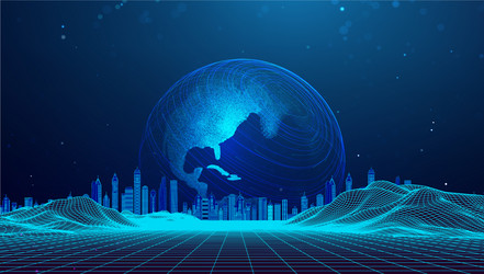 background world tech network globe map global vector image