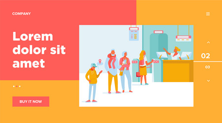 group passengers standing in queue to counter vector image