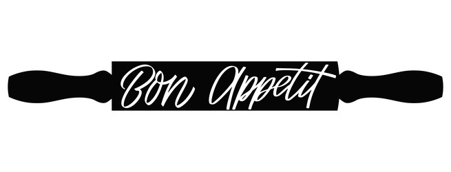 Script food text quote bon appetit lettering vector