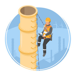 Working at height isometric engineer inspection vector