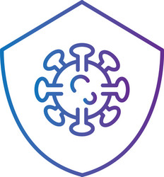 covid19 virus particle in shield line style vector image
