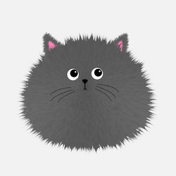 Black cat round face icon. Cute cartoon funny character. Kawaii