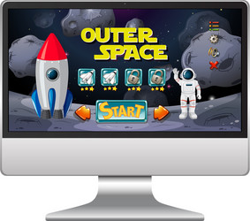 outer sapce mission game on computer screen vector image