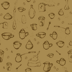 pencil drawing coffee elements mugs vector