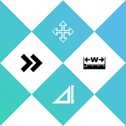 set arrow triangular ruler pixel arrows in four vector image