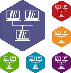 Exchange of data between computers icons set vector