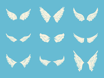Vintage Angel Wings Icon Set Vector Image