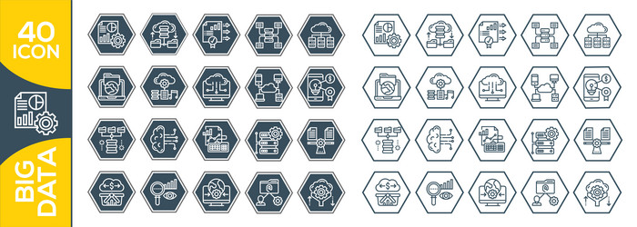 big data line icons set of analysis related vector image