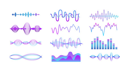 Music sound equalizer set - blue and purple vector