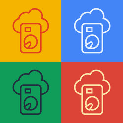 pop art line cloud database icon isolated on color vector image