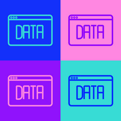 Pop art line data analysis icon isolated on color vector