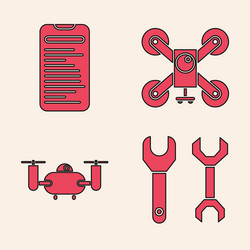 Set spanner computer api interface drone flying vector