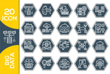 big data line icons set of analysis related vector image