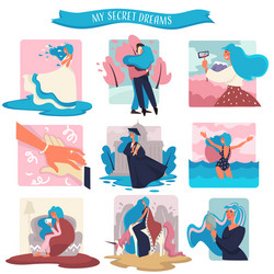 secret dreams womans fantasies isolated icons Vector Image
