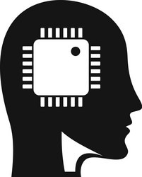 Ai smart processor head icon simple style vector