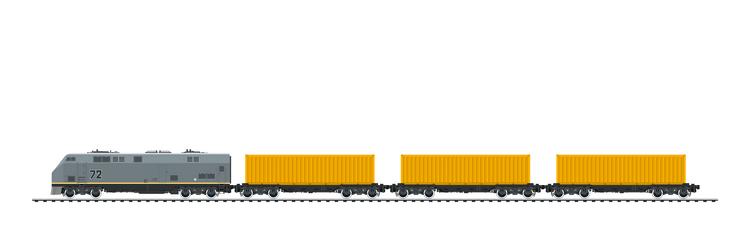 Locomotive with cargo container vector