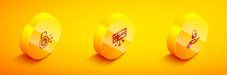 set isometric cyber security server data web vector image