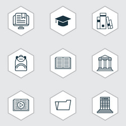 Set of 9 school icons includes library vector