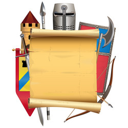Knight Scroll with Armor Elements vector image