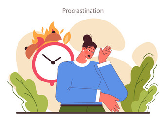 procrastination bad time management skills lazy vector image