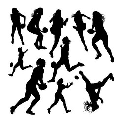 Rugby Athlete Silhouettes Vector Image