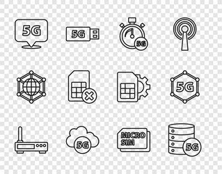 set line router and wi-fi signal server 5g vector image