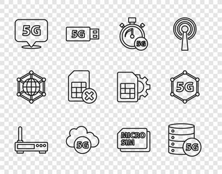 Set line router and wi-fi signal server 5g vector