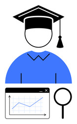 graduate exploring data insights with analytics vector image