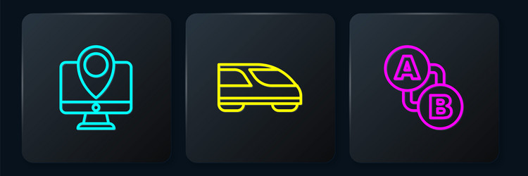 set line monitor with location marker route vector image