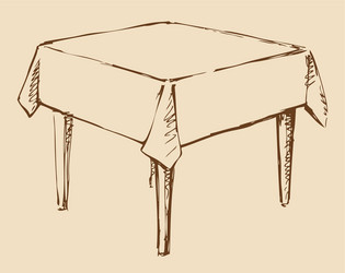 Square table with tablecloth vector