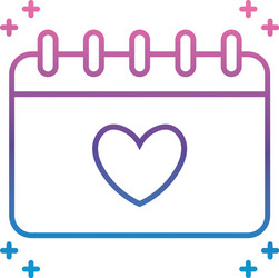 Calendar with heart icon gradient line style vector