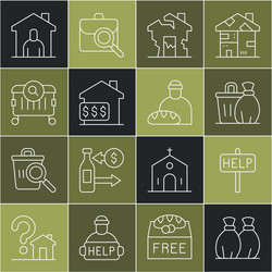 set line garbage bag ask for help text trash can vector image