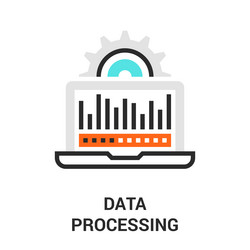 data processing flat line icon design concept vector image