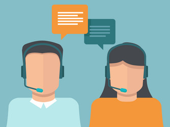 flat call center operators vector