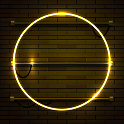 Neon frame on a brick colored wall template Vector Image