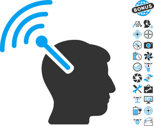 radio neural interface icon with copter tools vector image