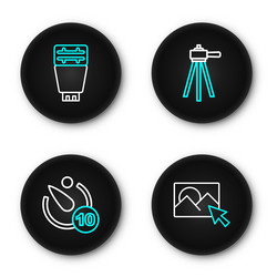 set line photo retouching camera timer tripod vector image