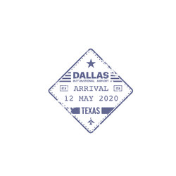 stamp passport travel visa usa america dallas vector