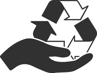 Open palm hand with recycling sign icon pollution vector