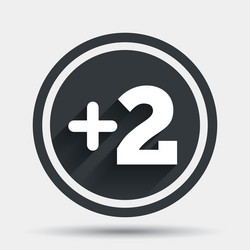 Plus two sign add two symbol Royalty Free Vector Image