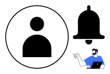 user profile icon with notification bell vector image