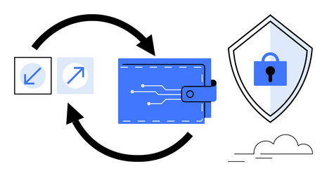 digital wallet security and data transfer vector image