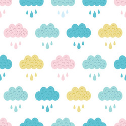 fun colorful clouds seamless pattern vector image