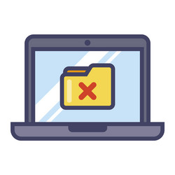 icon delete yellow folder from laptop vector